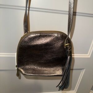 Metallic Leather Hobo Crossbody Bag